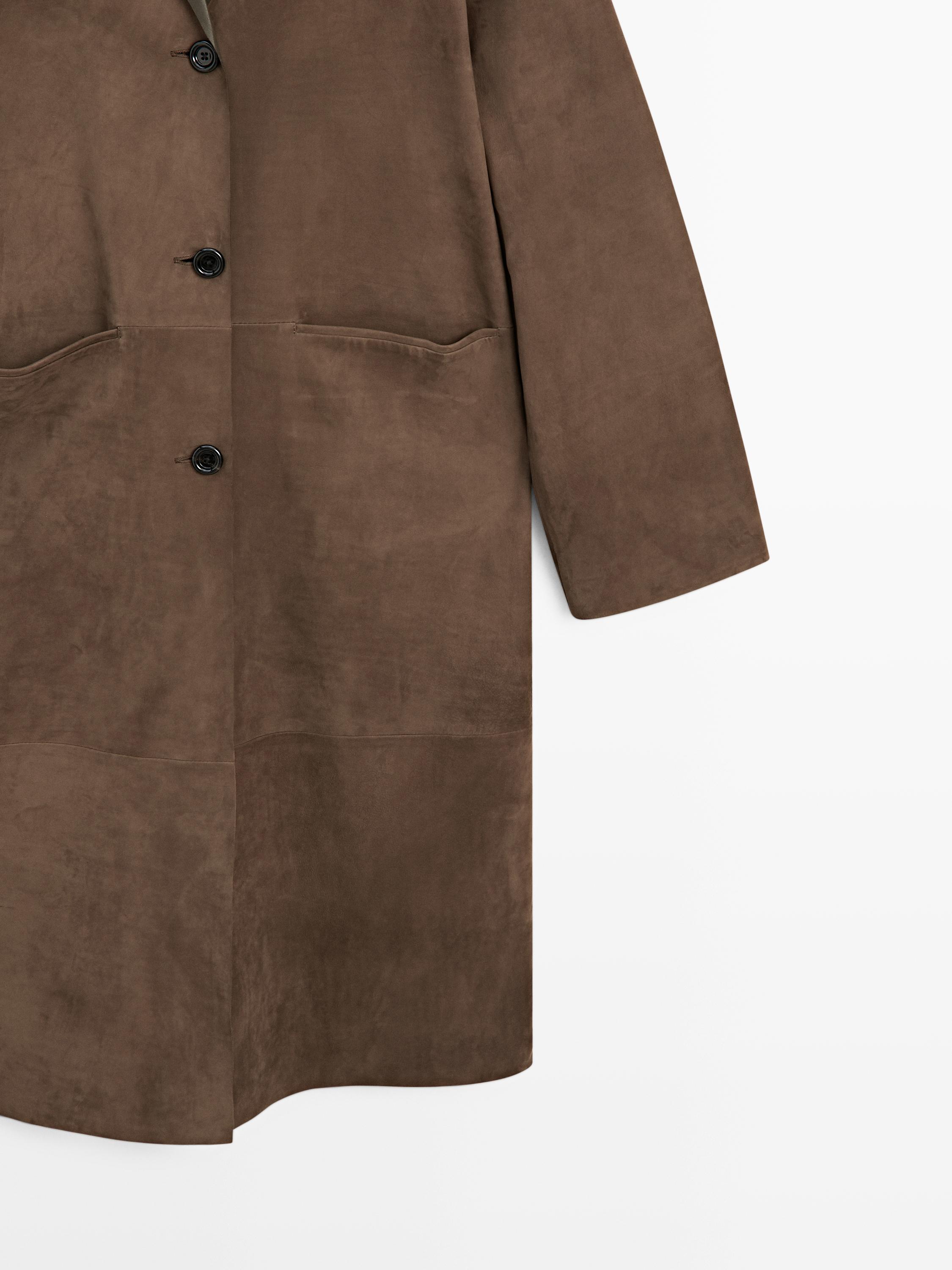 Long suede leather coat